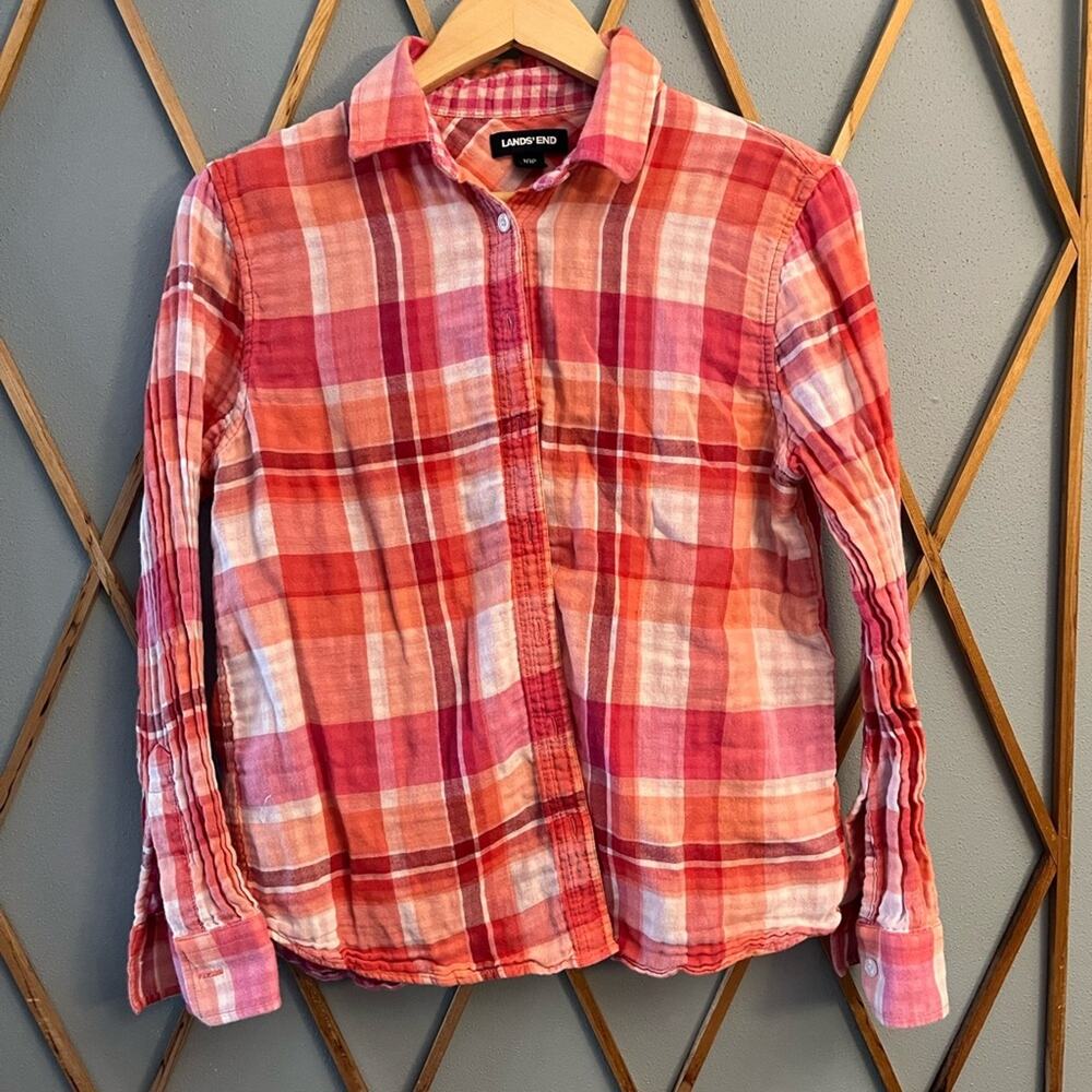 Lands’ End Plaid Button Down Shirt